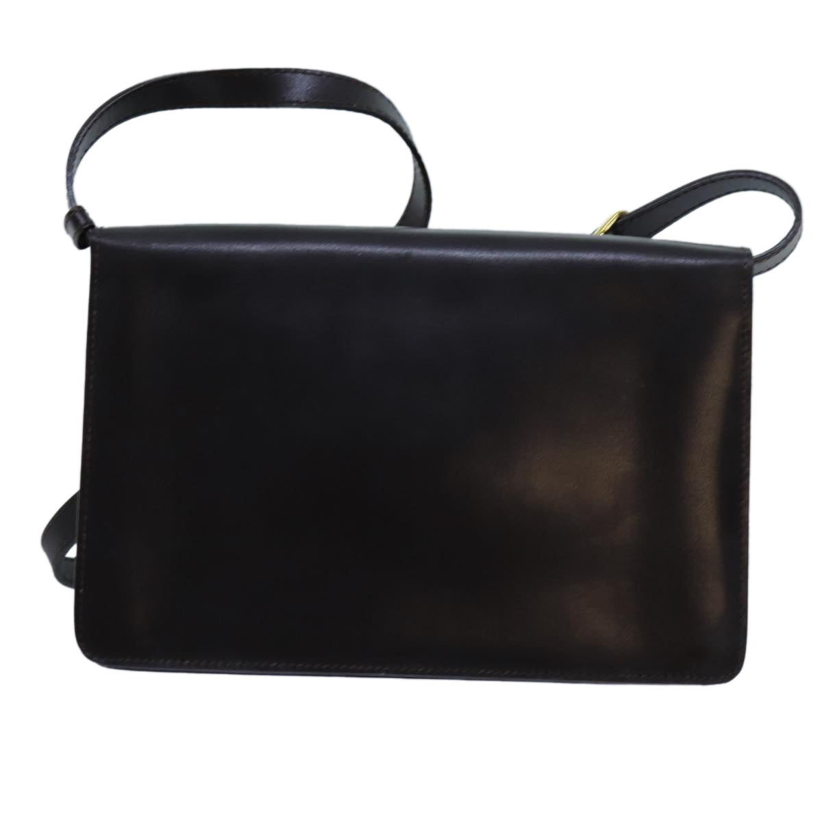CELINE Shoulder Bag Leather Dark Brown Auth 70813