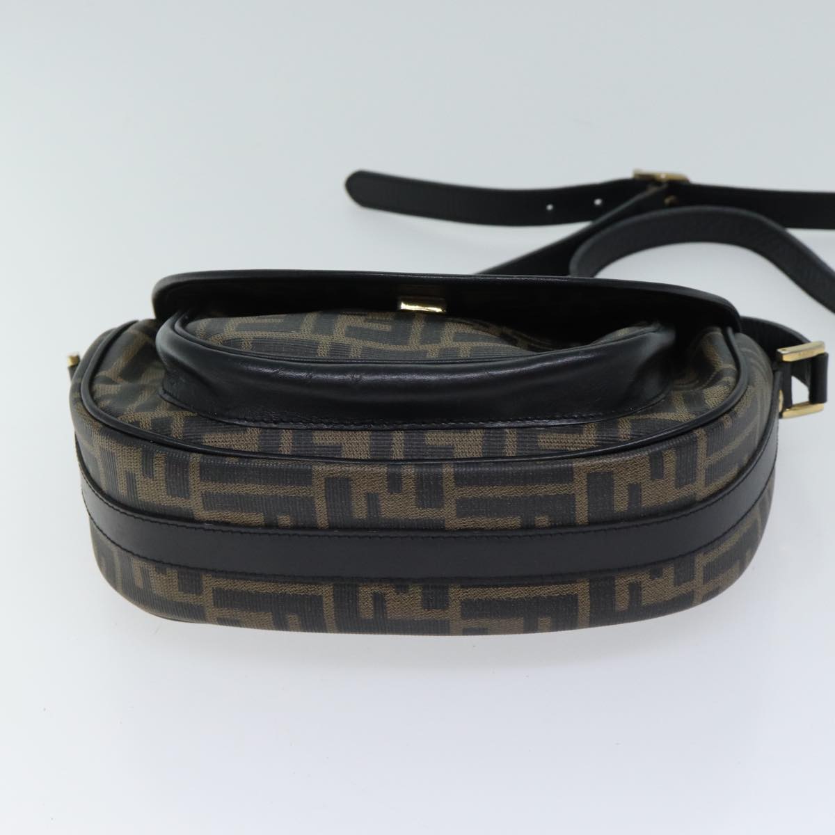 FENDI Zucca Canvas Mamma Baguette Shoulder Bag Black Brown70814