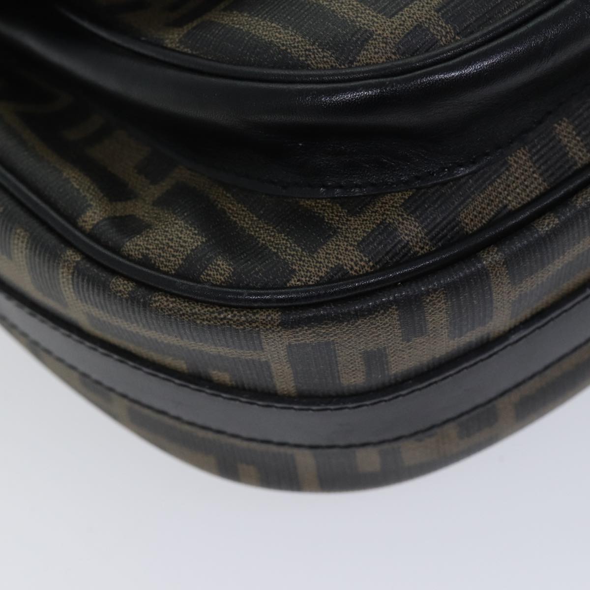 FENDI Zucca Canvas Mamma Baguette Shoulder Bag Black Brown70814