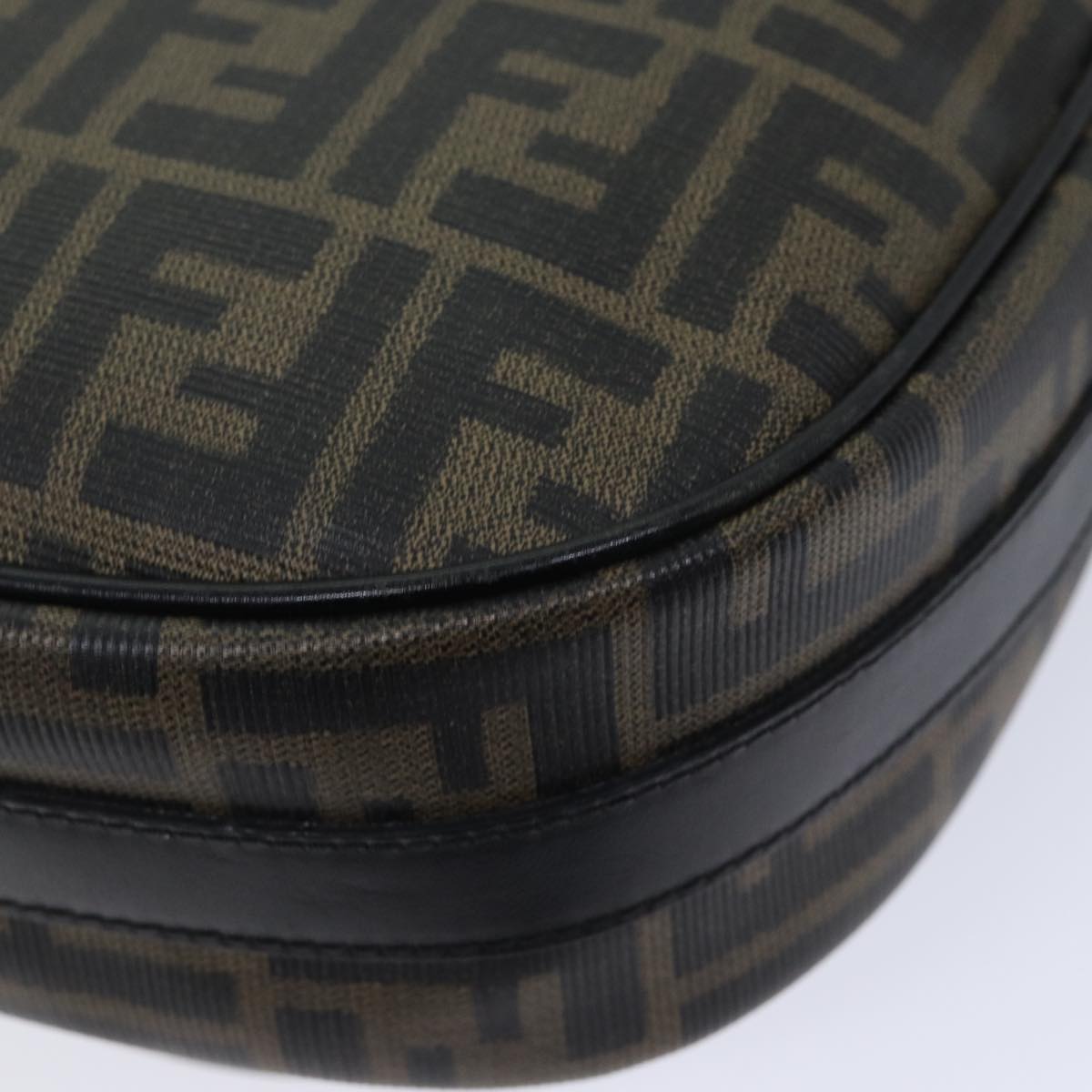 FENDI Zucca Canvas Mamma Baguette Shoulder Bag Black Brown70814