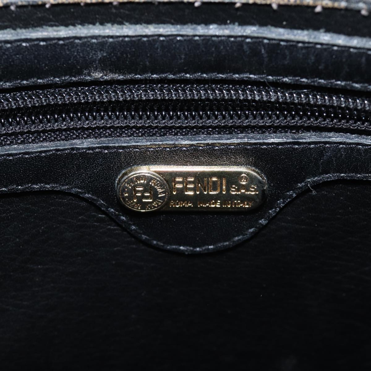 FENDI Zucca Canvas Mamma Baguette Shoulder Bag Black Brown70814