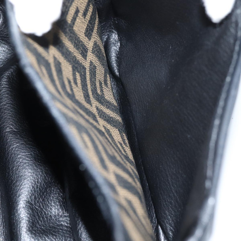 FENDI Zucca Canvas Mamma Baguette Shoulder Bag Black Brown70814