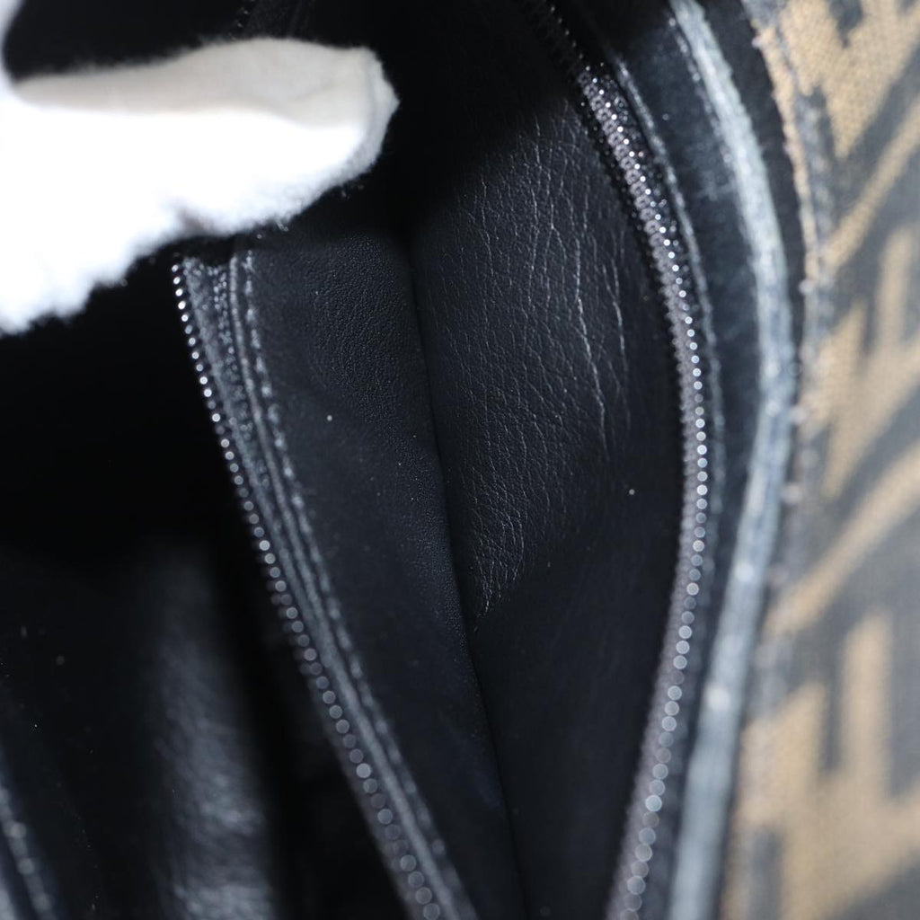 FENDI Zucca Canvas Mamma Baguette Shoulder Bag Black Brown70814