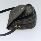 FENDI Zucca Canvas Mamma Baguette Shoulder Bag Black Brown70814