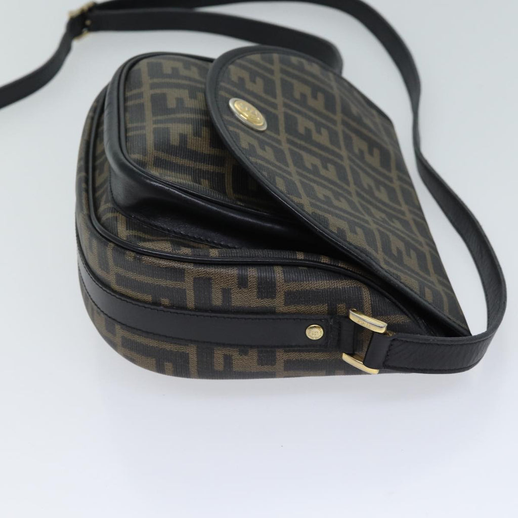 FENDI Zucca Canvas Mamma Baguette Shoulder Bag Black Brown70814
