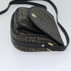 FENDI Zucca Canvas Mamma Baguette Shoulder Bag Black Brown70814