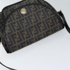 FENDI Zucca Canvas Mamma Baguette Shoulder Bag Black Brown70814