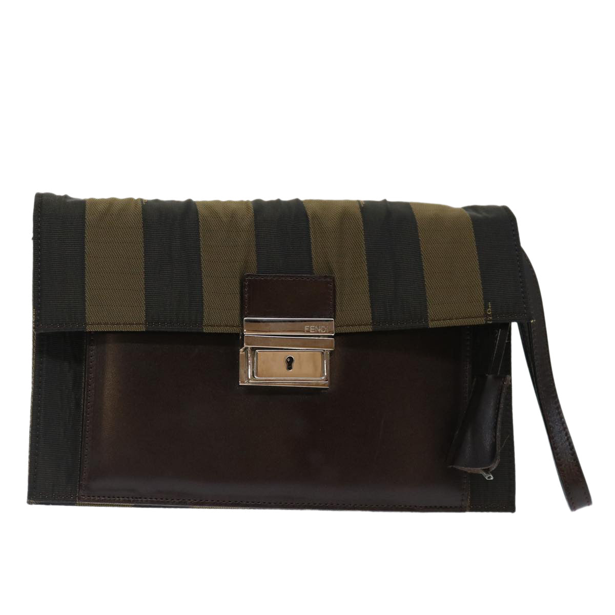 FENDI Pecan Canvas Clutch Bag Black70820