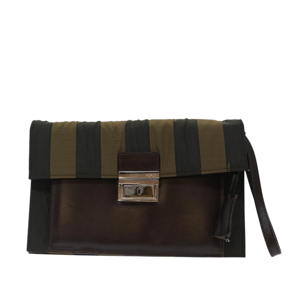 FENDI Pecan Canvas Clutch Bag Black70820