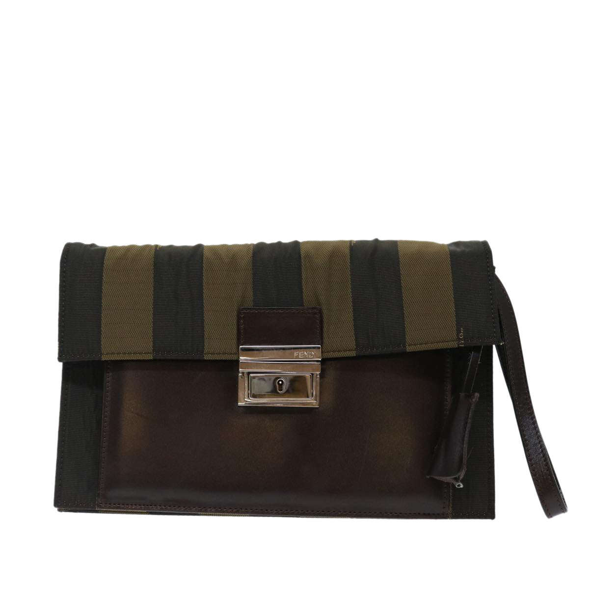 FENDI Pecan Canvas Clutch Bag Black70820