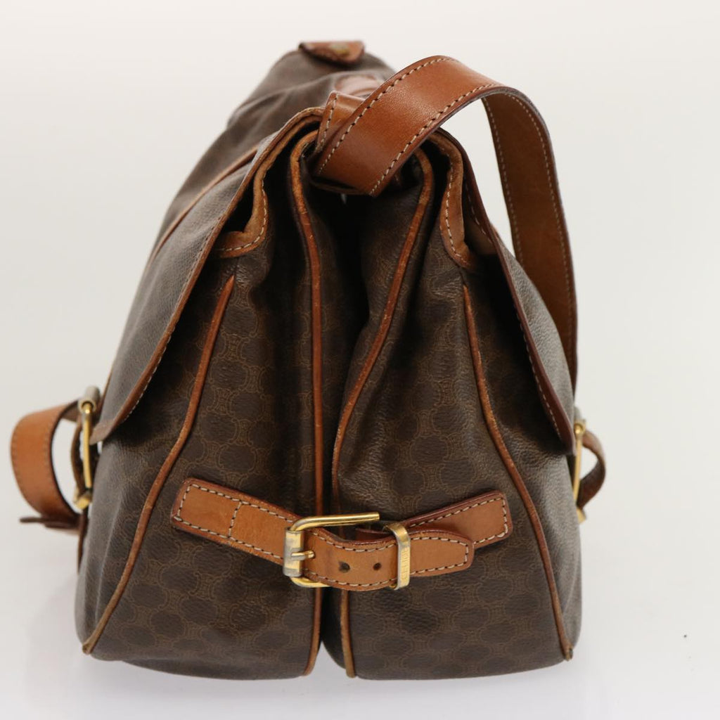 CELINE Macadam Canvas Shoulder Bag PVC Brown Auth 70829