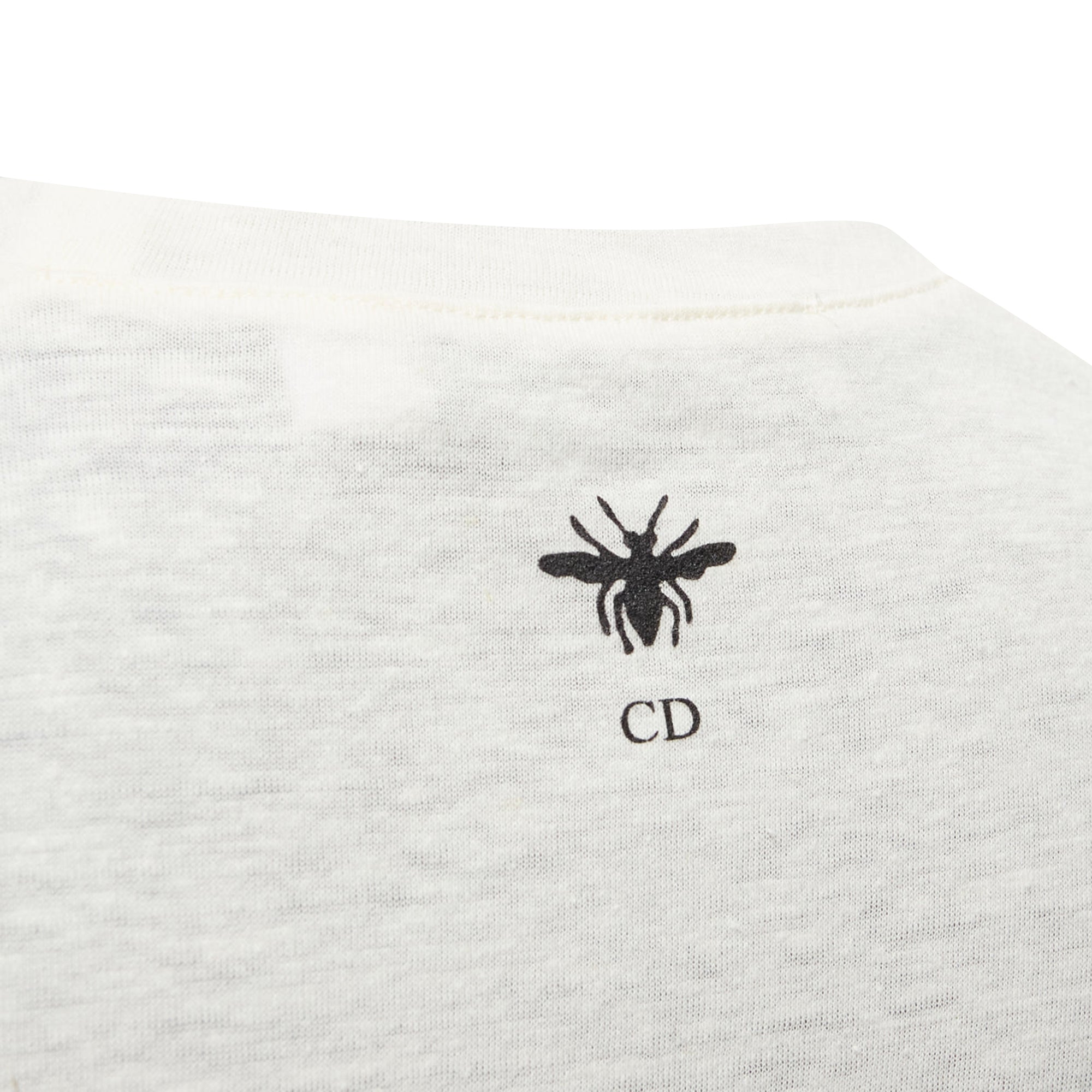 Dior Brutal Journey Of The Heart Graphic Print Ecru Cotton Linen Tshirt