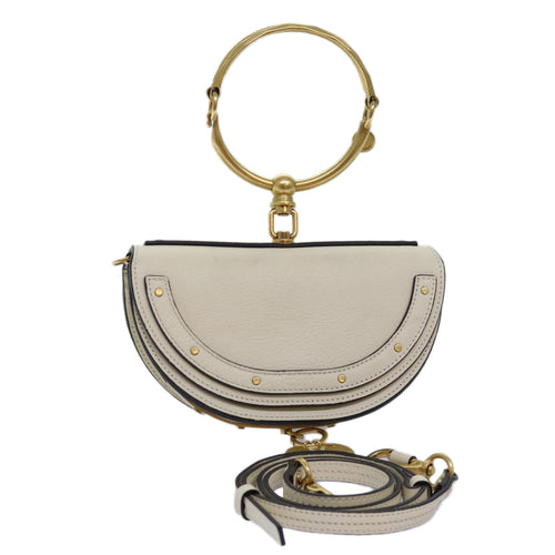 Chloe Small Bracelet Shoulder Bag Leather 2way Cream 70937