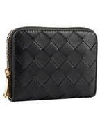 Bottega Veneta Zipper Intrecciato Card Wallet Black