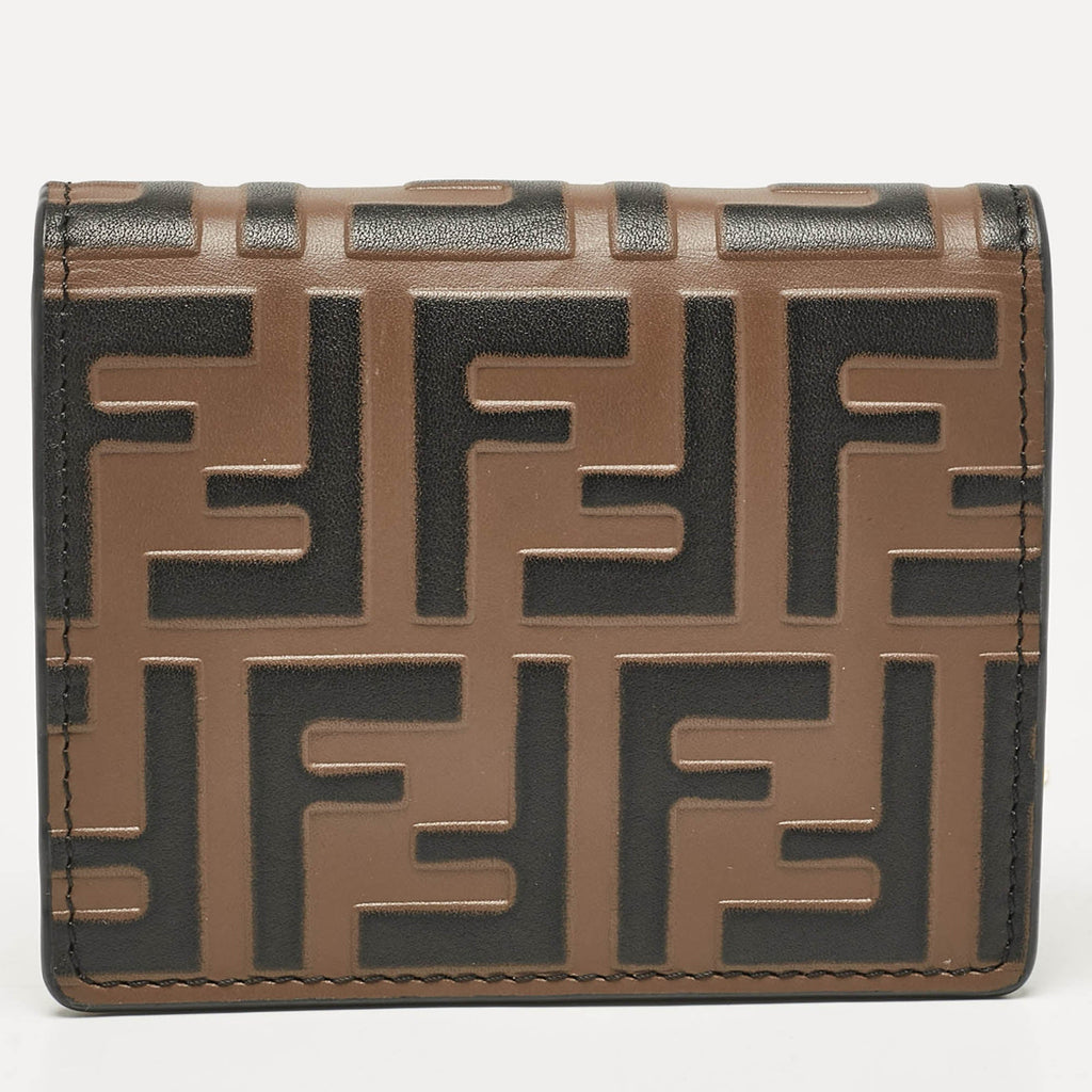 Fendi Brown Ff Leather Wallet On Chain