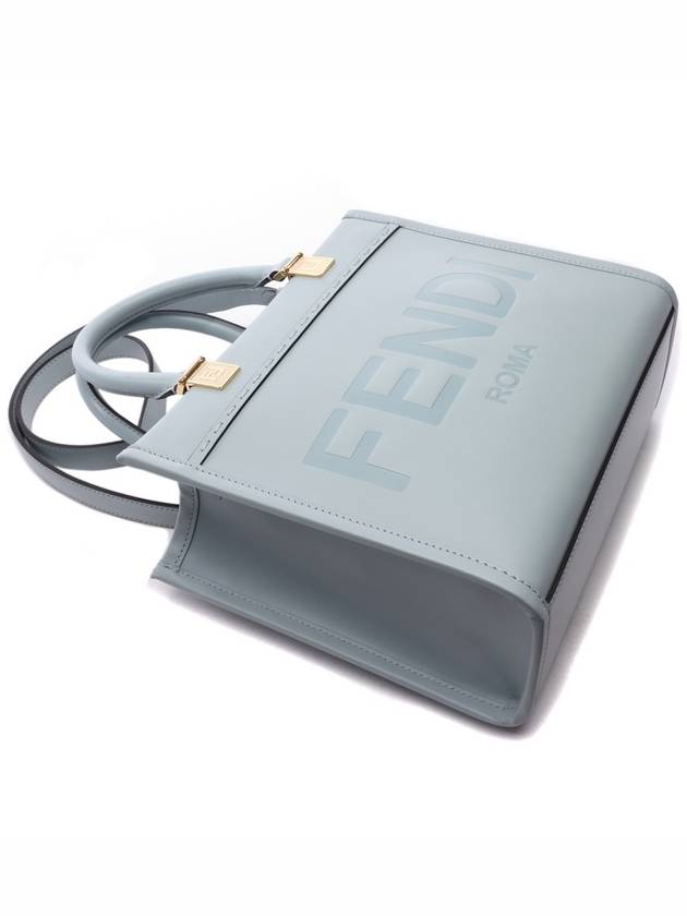 Fendi Sunshine Embossed Logo Small Tote Bag Light Blue