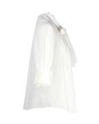 Chloe Scarf Collar Blouse in White Silk