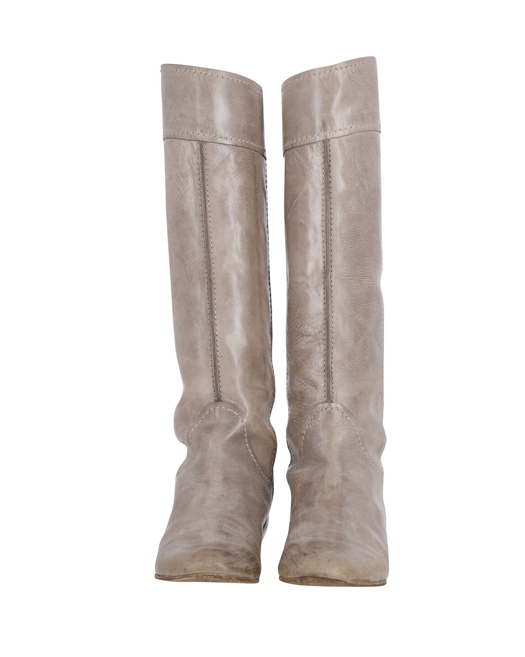 Chloe Heloise Knee Length Boots in Grey Leather