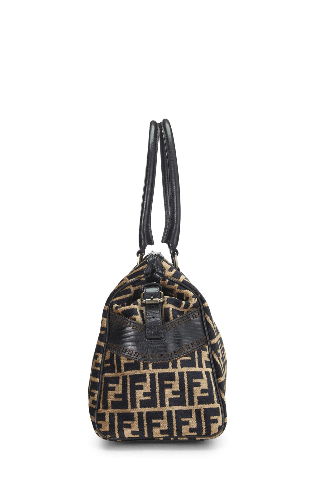 Fendi,  Black & Beige Zucca Velour Bag Du Jour Medium, Brown