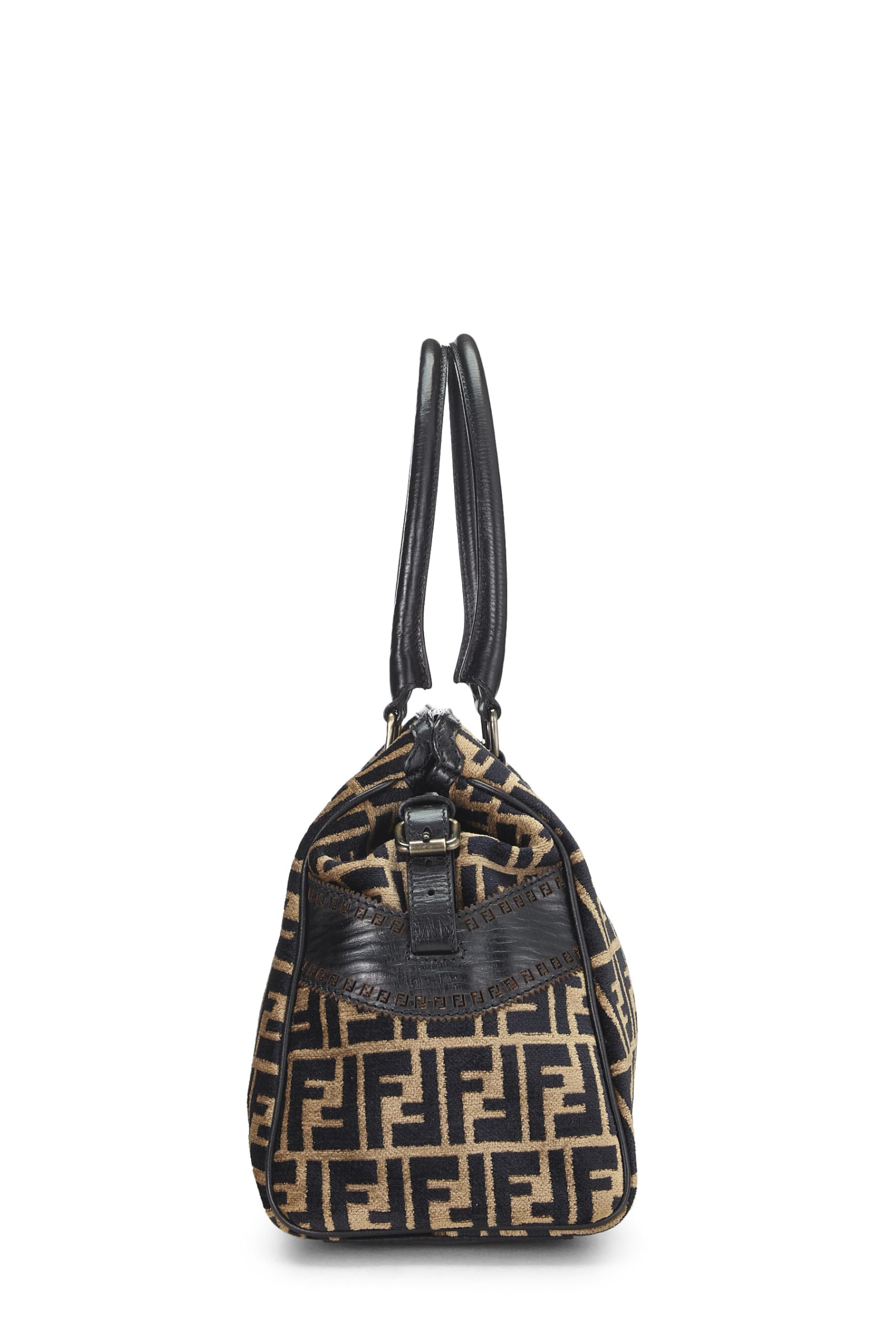 Fendi,  Black & Beige Zucca Velour Bag Du Jour Medium, Brown