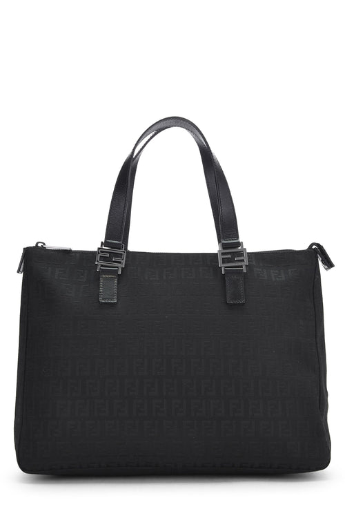 Fendi,  Black Zucchino Canvas Tote Small, Black