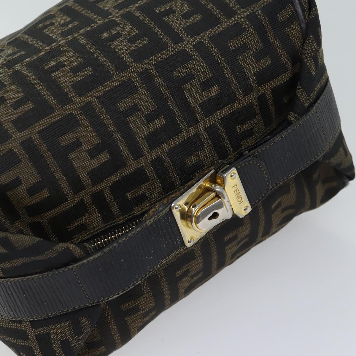 FENDI Zucca Canvas Vanity Hand Bag Brown71010