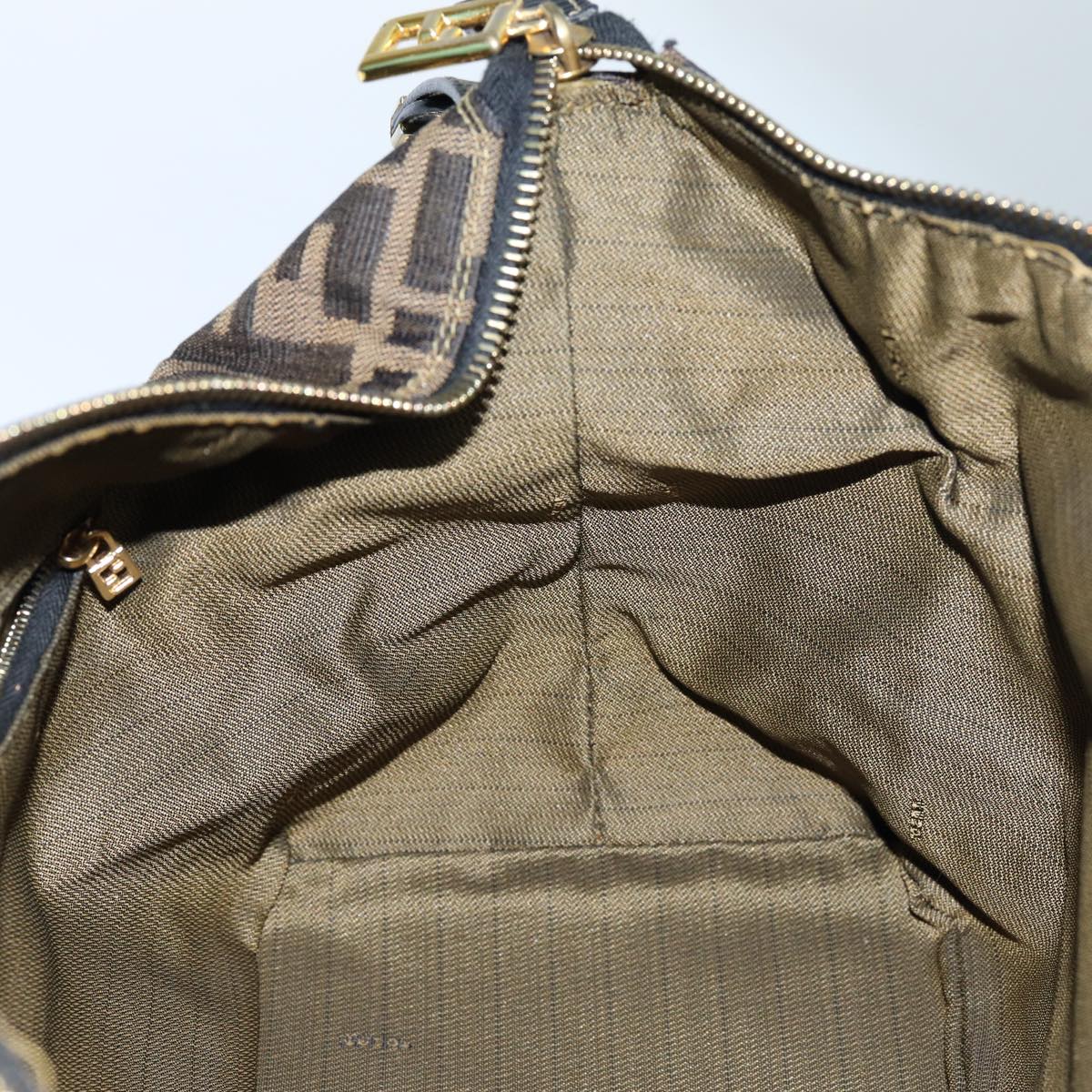 FENDI Zucca Canvas Vanity Hand Bag Brown71012