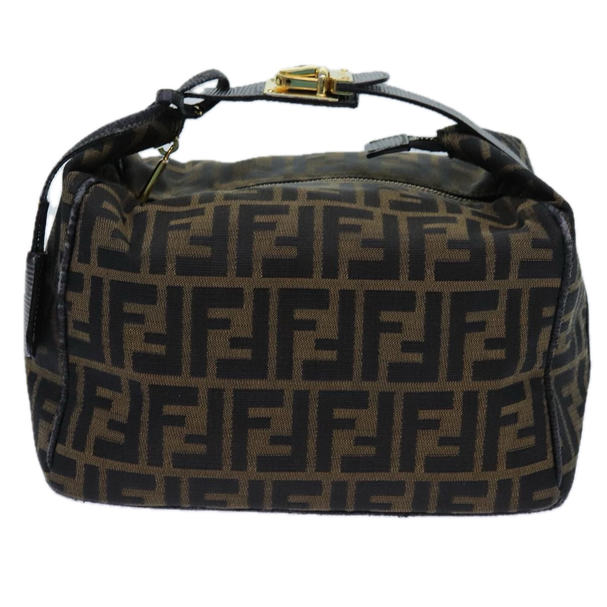 FENDI Zucca Canvas Vanity Hand Bag Brown71012
