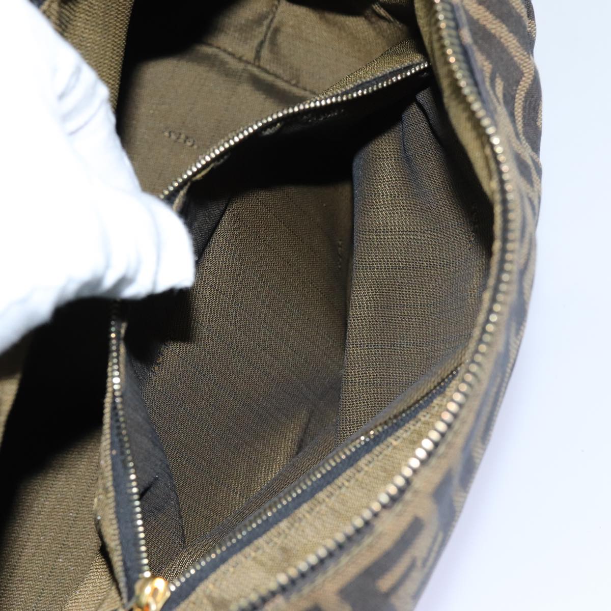 FENDI Zucca Canvas Vanity Hand Bag Brown71012