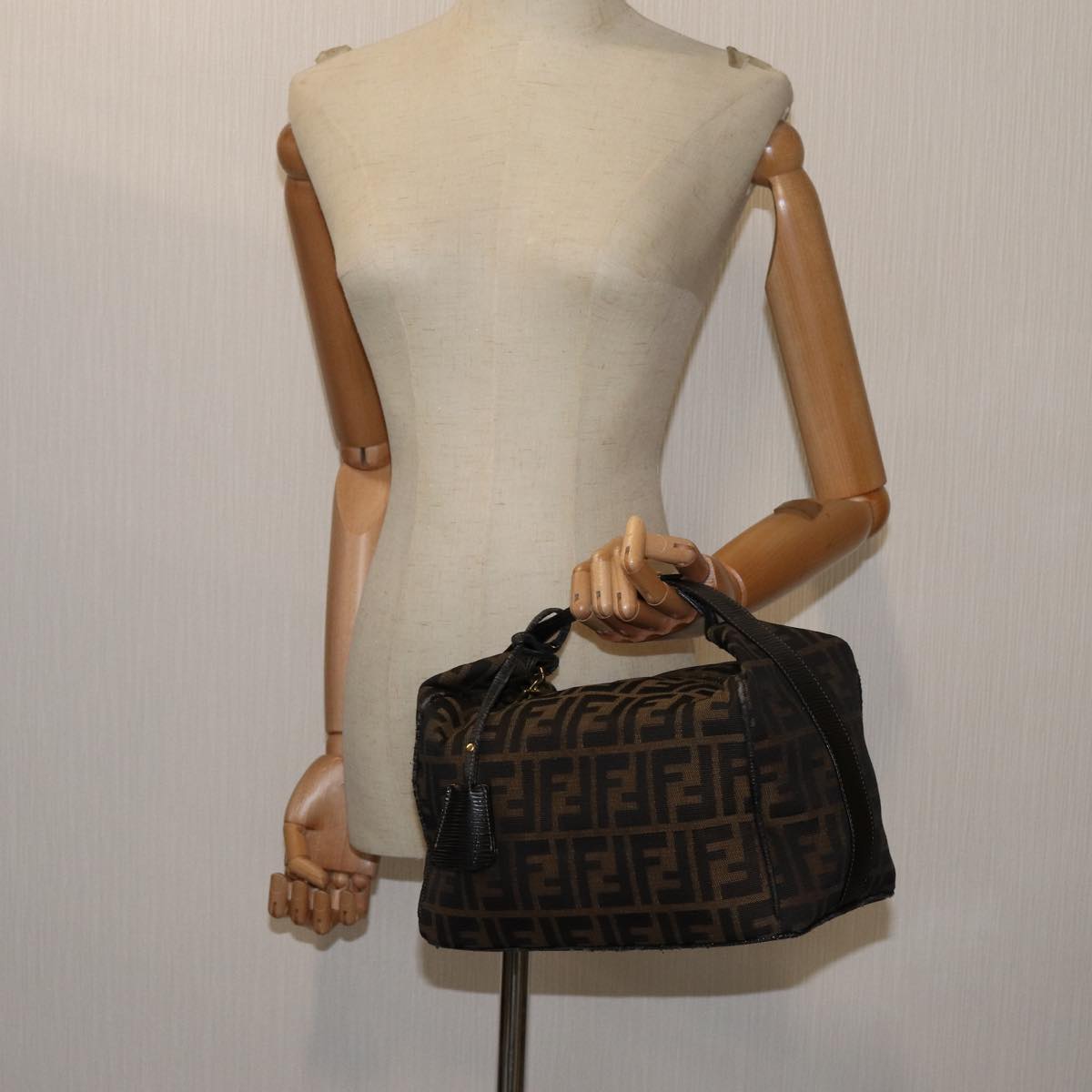 FENDI Zucca Canvas Vanity Hand Bag Brown71012