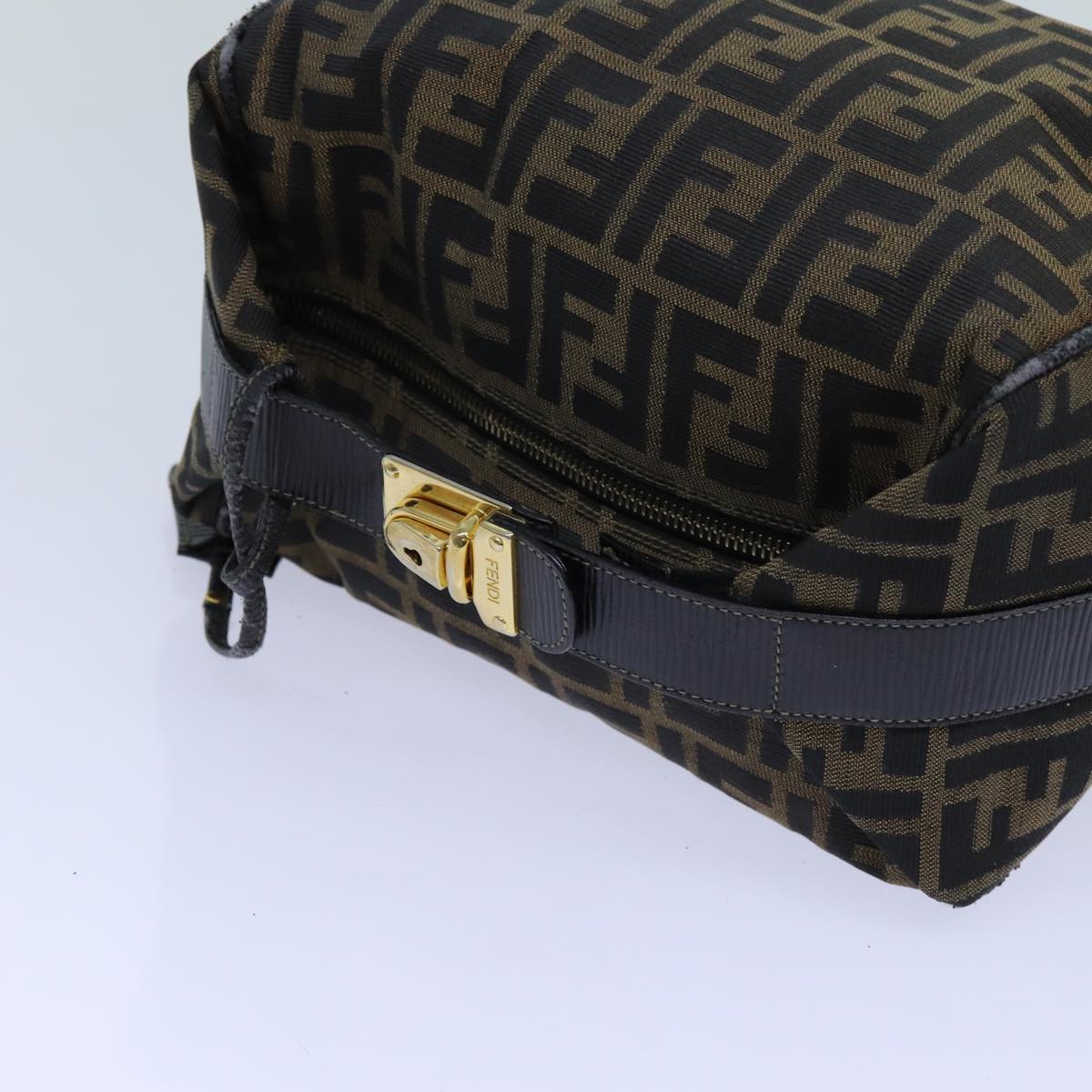 FENDI Zucca Canvas Vanity Hand Bag Brown71012