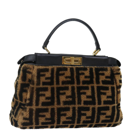 FENDI Zucca Canvas Peek A Boo Hand Bag 2way Brown Black71035A