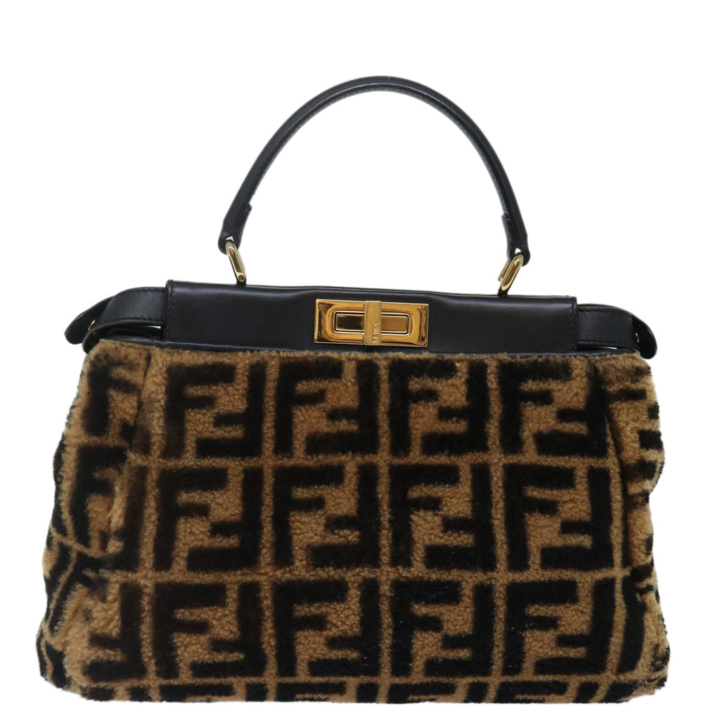 FENDI Zucca Canvas Peek A Boo Hand Bag 2way Brown Black71035A
