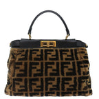 FENDI Zucca Canvas Peek A Boo Hand Bag 2way Brown Black71035A