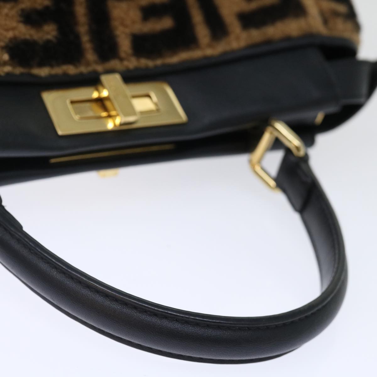 FENDI Zucca Canvas Peek A Boo Hand Bag 2way Brown Black71035A