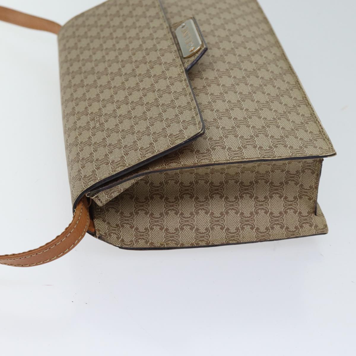 CELINE Macadam Canvas Shoulder Bag Coated Canvas Beige Auth 71054