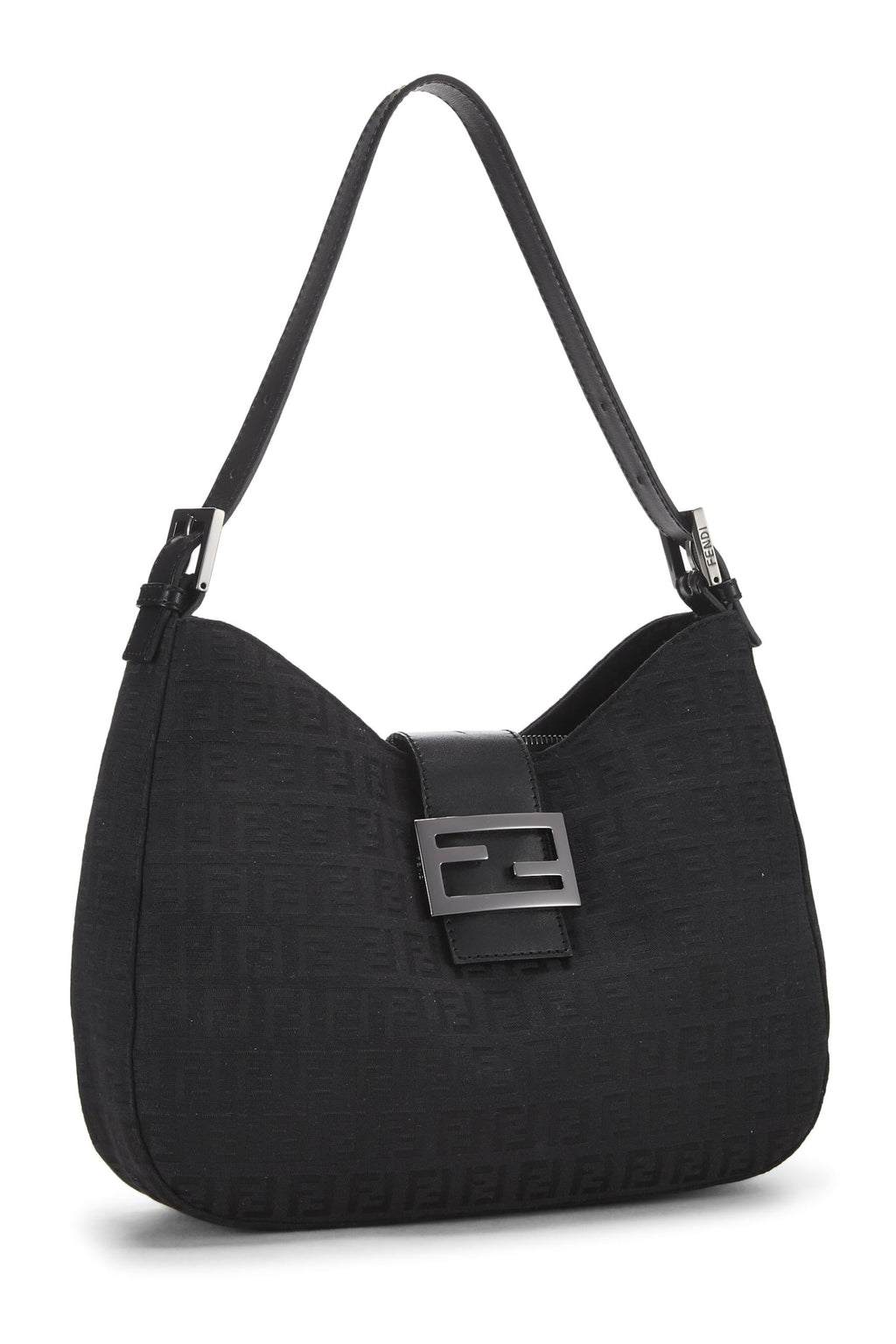 Fendi,  Black Zucchino Canvas Shoulder Bag, Black