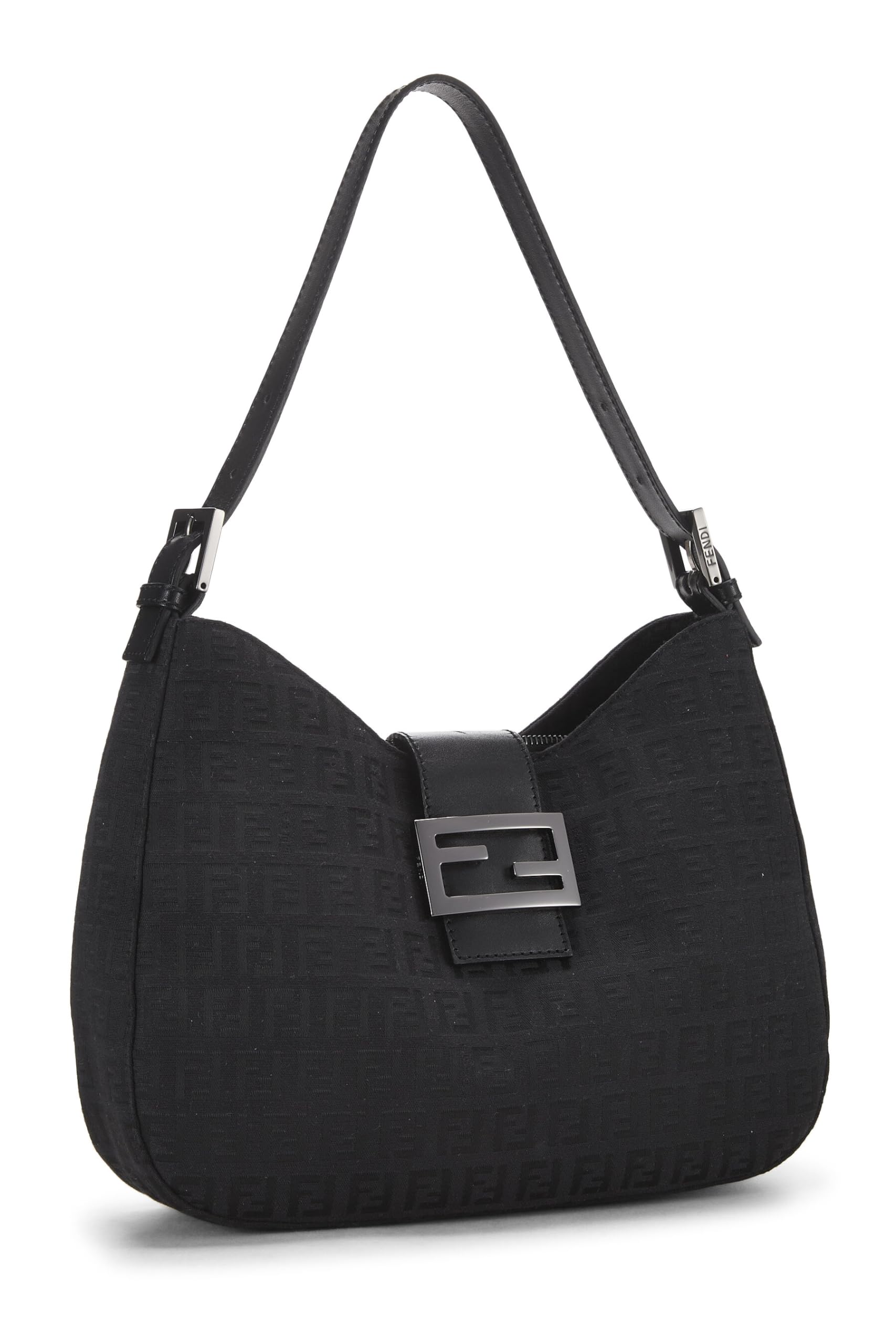 Fendi,  Black Zucchino Canvas Shoulder Bag, Black