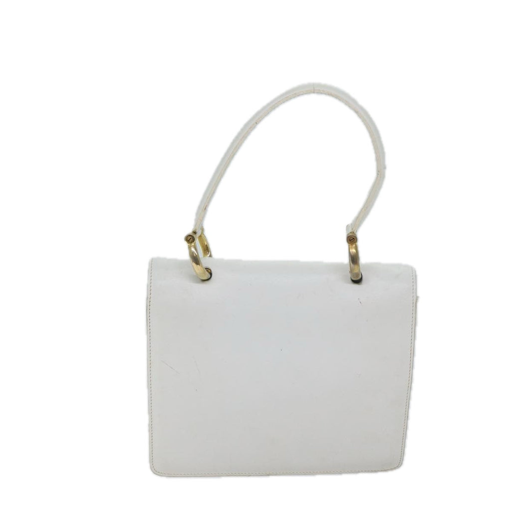 CELINE Hand Bag Leather White Auth 71163