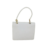 CELINE Hand Bag Leather White Auth 71163