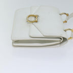 CELINE Hand Bag Leather White Auth 71163