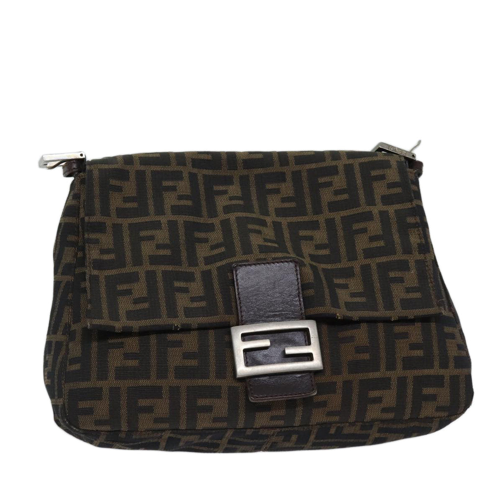 FENDI Zucca Canvas Mamma Baguette Shoulder Bag Brown71188