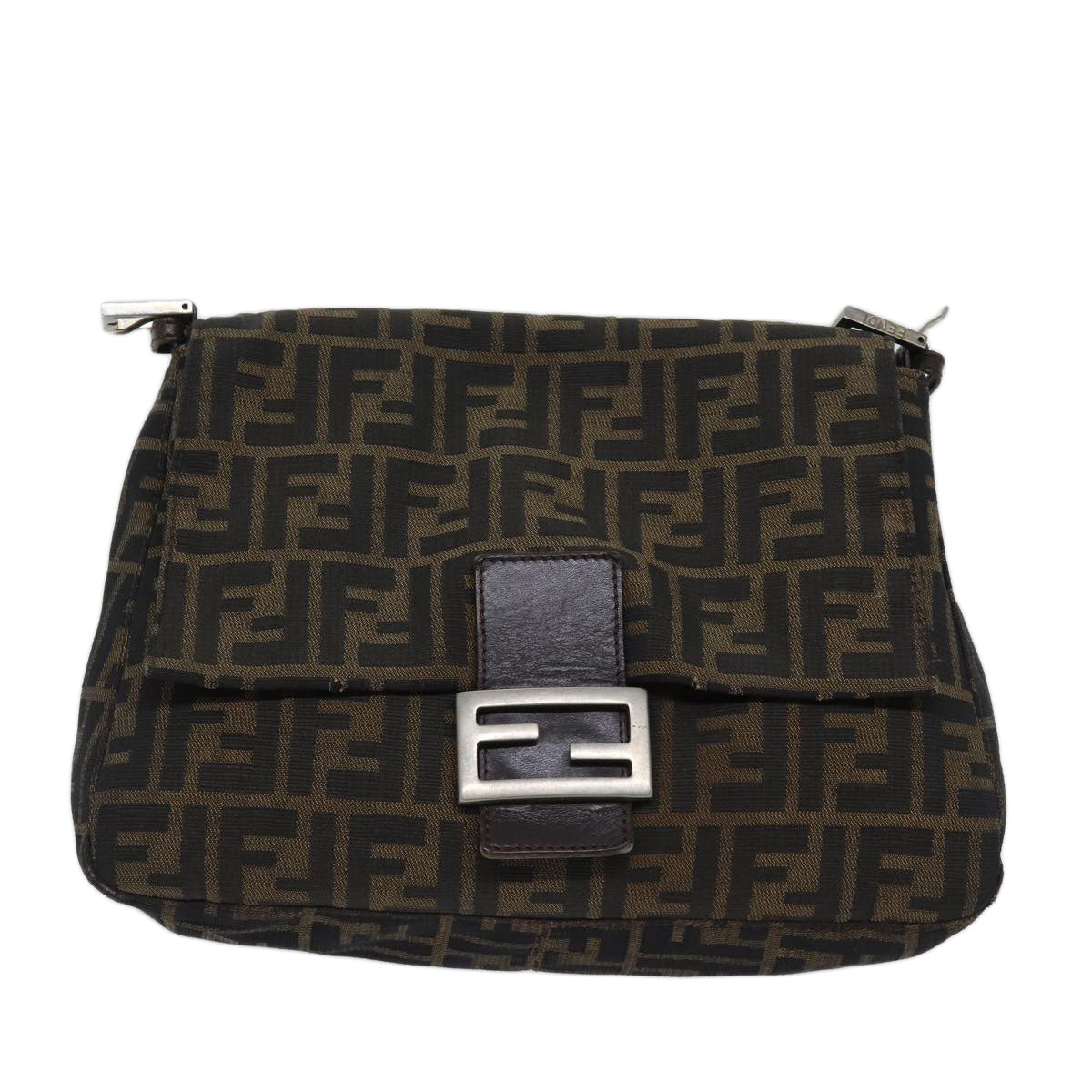 FENDI Zucca Canvas Mamma Baguette Shoulder Bag Brown71188