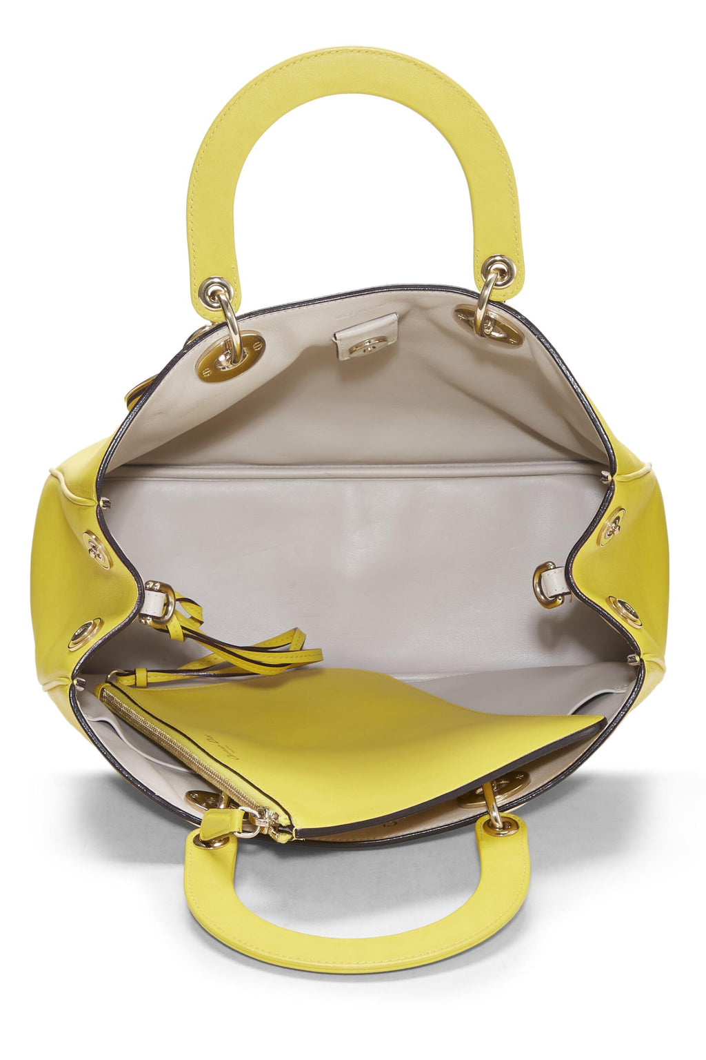 Dior,  Yellow Leather Diorissimo Medium, Yellow