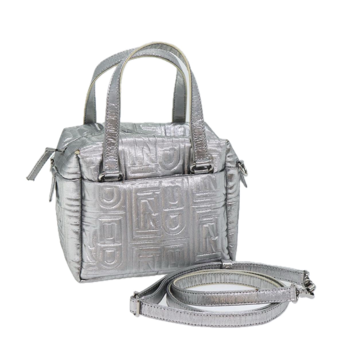 FENDI Zucca Canvas Hand Bag 2way Silver71228
