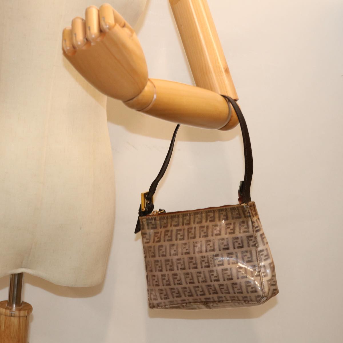 FENDI Zucchino Canvas Accessory Pouch Coated Canvas Beige71230