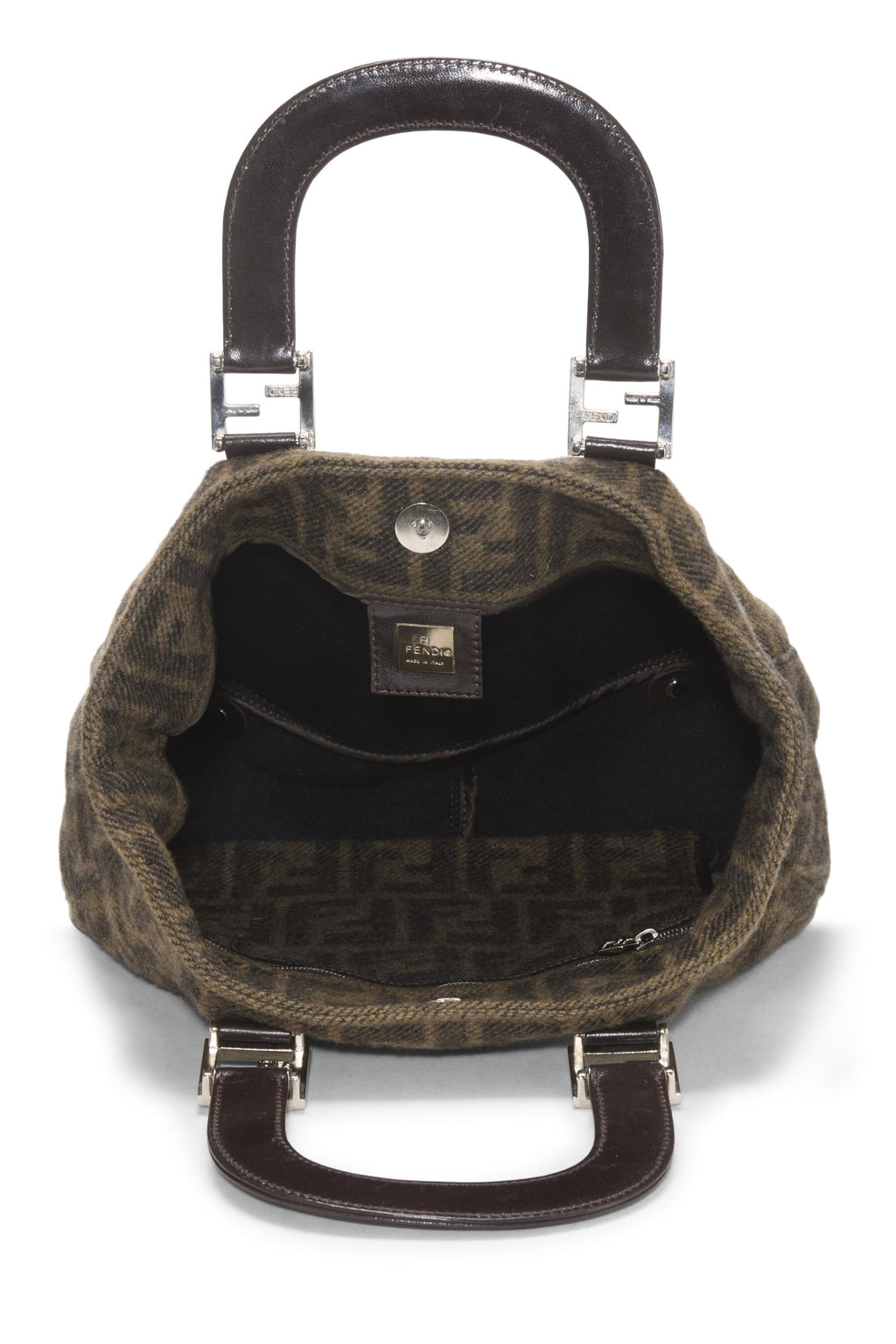 Fendi,  Brown Zucca Wool Handbag, Brown