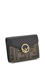 Fendi,  Black Leather 'F is Fendi' Compact Wallet, Black
