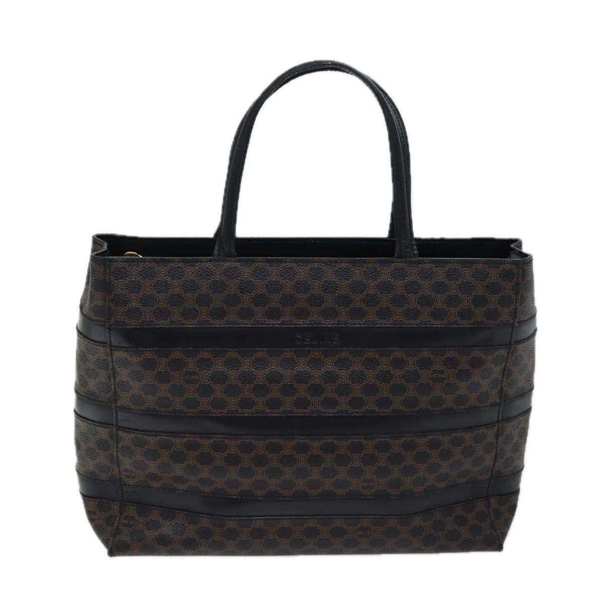 CELINE Macadam Canvas Hand Bag PVC Black Auth 71339