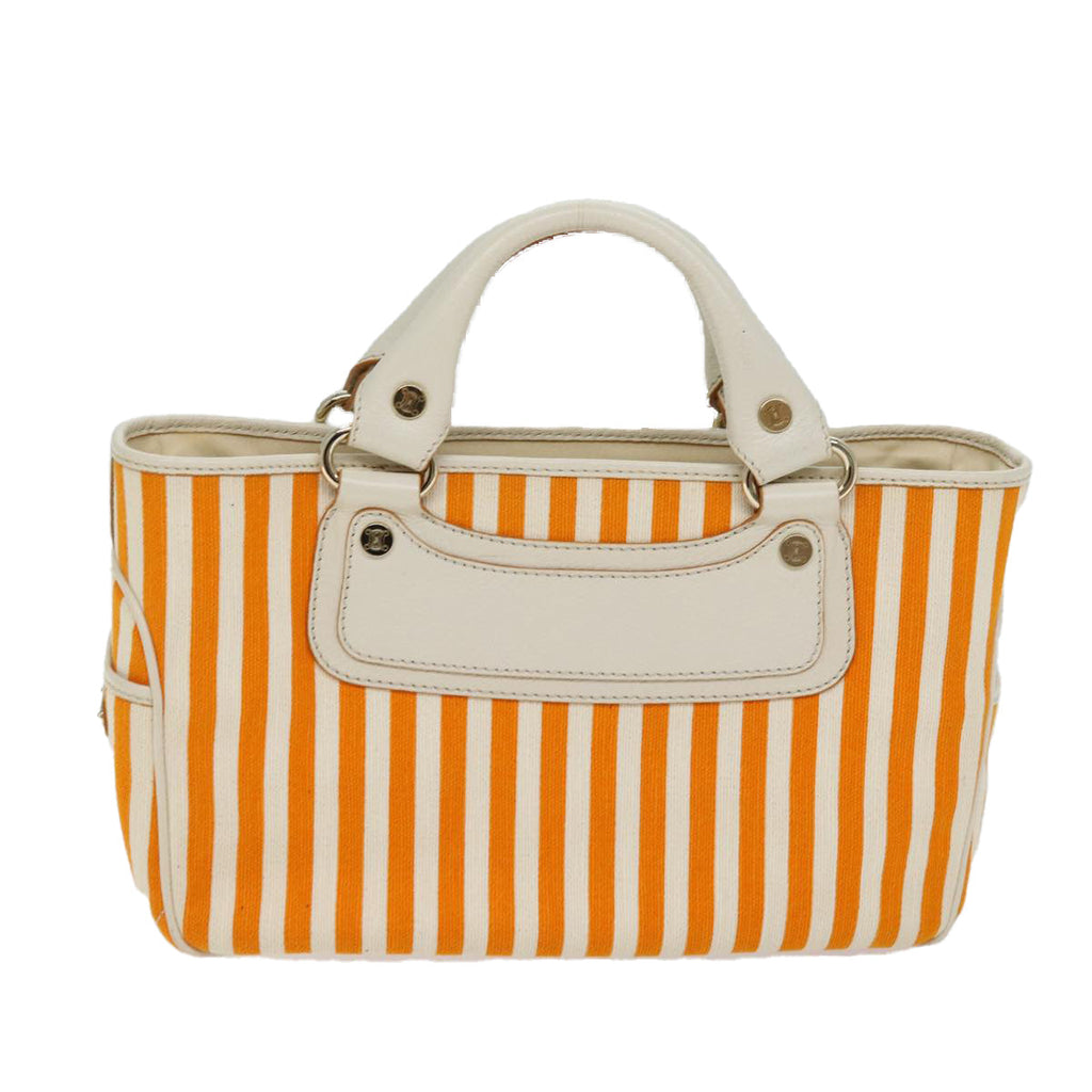 CELINE Hand Bag Canvas Orange Auth 71340